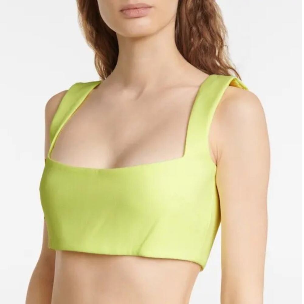 Alex Perry Rae Neon Yellow Bustier Crop Top Size 12 | Crepe Festival Party